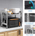 Extendable Adjustable Microwave Oven Rack, 2-Tier Stainless Steel Kitchen Counter Shelf with 4 Hooks