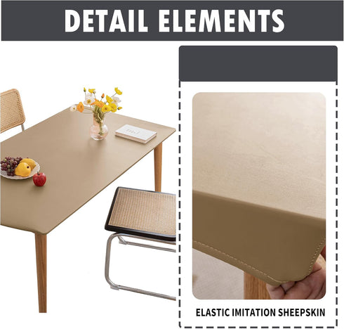28 47 Inch Coffee,28"x47") PU Stretch Fitted Rectangle Tablecloth with Elastic Edge x Waterproof Oil Proof Table Cloth
