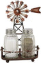 Ebros 6.5" Tall Rustic Country Farm Windmill Salt And Pepper Shakers Holder Display Stand Set in Aged Bronze Finish