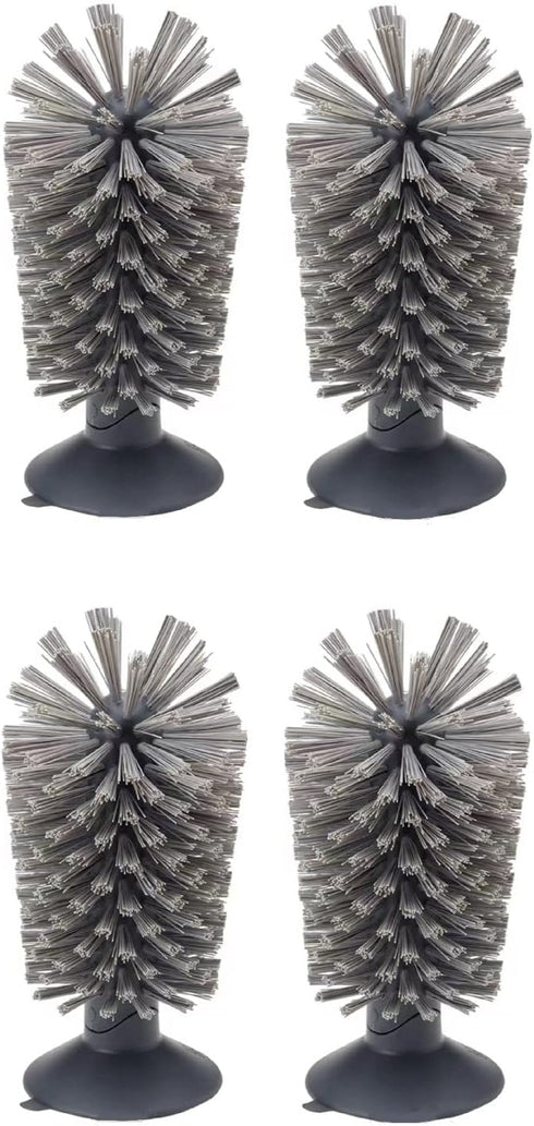 4PCS Glass Cleaning Brush with Suction Cup, Kitchen Bottle and Wine Cup Cleaner, Gray