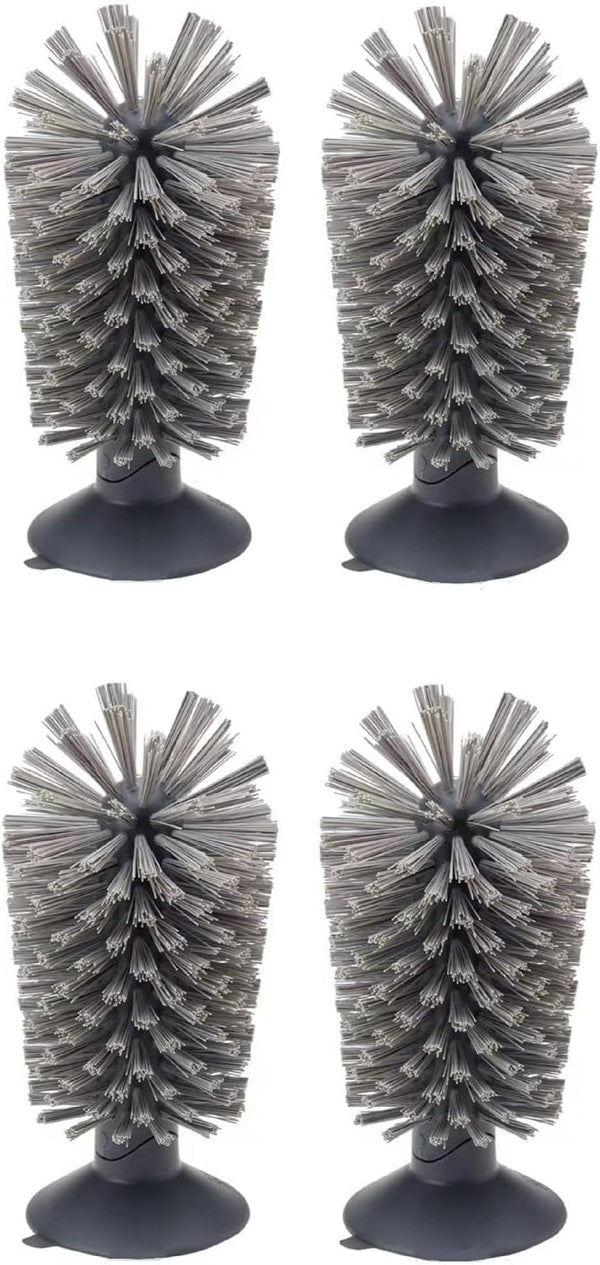 4PCS Glass Cleaning Brush with Suction Cup, Kitchen Bottle and Wine Cup Cleaner, Gray