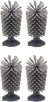 4PCS Glass Cleaning Brush with Suction Cup, Kitchen Bottle and Wine Cup Cleaner, Gray