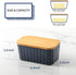 Hasense Large Ceramic Butter Dish with Lid, Navy Blue Embossed Pattern, Airtight Butter Keeper for Countertop, Easy