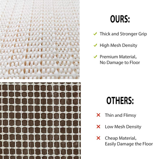 Non Slip Rug Pads: 3x5 Rug Pad Gripper for Hardwood Floors, Under Carpet Anti Skid Mat, Beige to Keep Rugs Safe