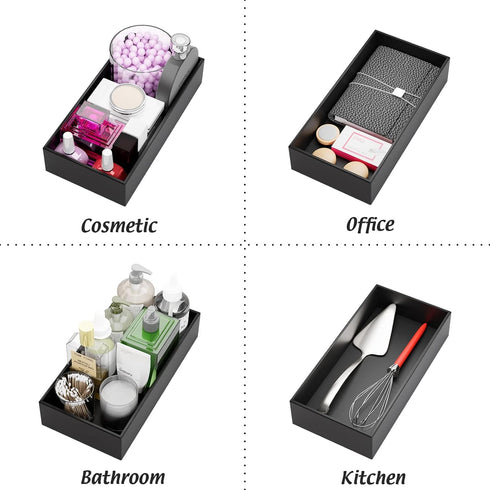 Black Bamboo Drawer Organizer, Silverware & Utensil Holder for Kitchen Drawers, Multi-Use Dividers for Bathroom,