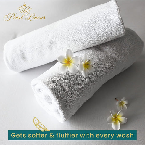 12 Pack 22x44 Set Pearl Linens Economy Cotton Hotel Quality White Bath Towels Quick-Dry, Lightweight, Soft & Absorbent