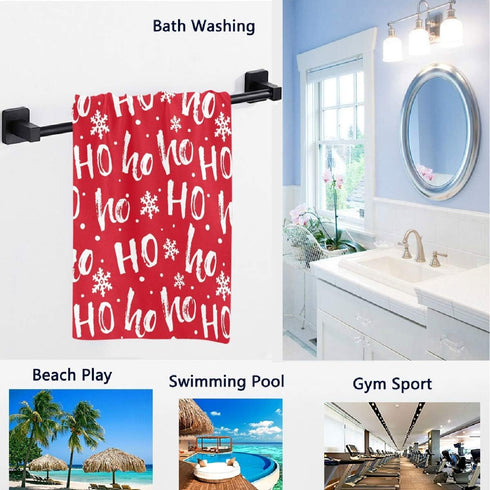 Naanle Stylish Christmas Santa Claus Bath Towel, Large Hand Towels for Bathroom, Hotel, Gym, Spa