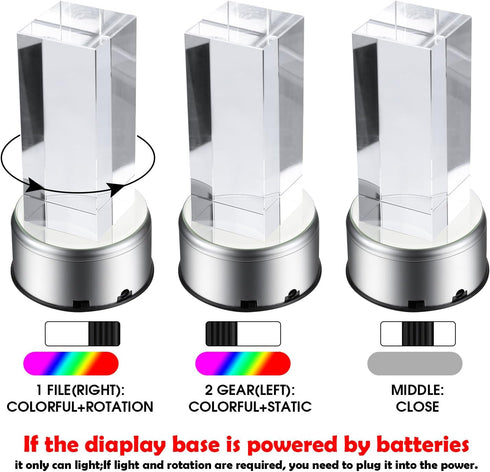 Mudder 7 LED Rotating Display Stand Light, Colorful Crystal Base Cup Turner Platform, 360 Degree Spinner