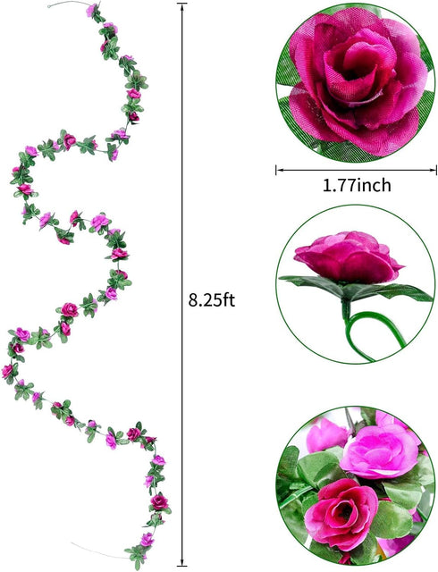 Miracliy 9Pcs 74FT Purple Flower Garland, Artificial Rose Arch Vines for Wedding Decoration