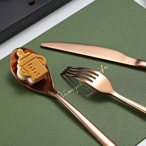 Silverware Set 20 Pieces, Stainless Steel Copper Flatware Set, Titanium Plating Rose Gold Cutlery for Service Set