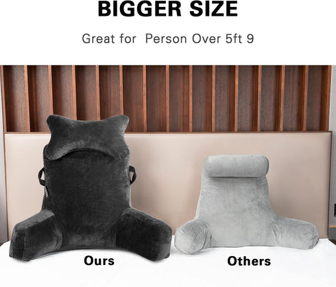 SLIGUY Reading Pillow-Bed Rest Pillow with Detachable Neck Roll & Higher Support Arm for Sitting in Bed Couch