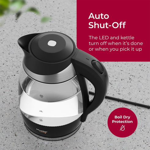 Mueller Living Electric Kettle, 1500W SpeedBoil Tea Kettle for Boiling Water, 1.8L Cordless with LED Light,