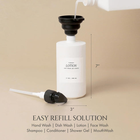 Set Set Countertop Set Luxe White Kitchen Soap Dispenser with Tray and Dish Brush, Refillable Hand and Dish Soap