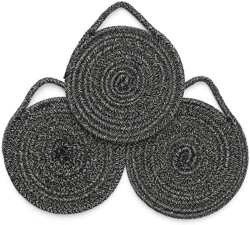 Cotton Thread Pot Trivet, Braided Cup Coaster for Kitchen, Multi-use for Hot Pan, Dish and Bowl, Set of 3, 7 Inches