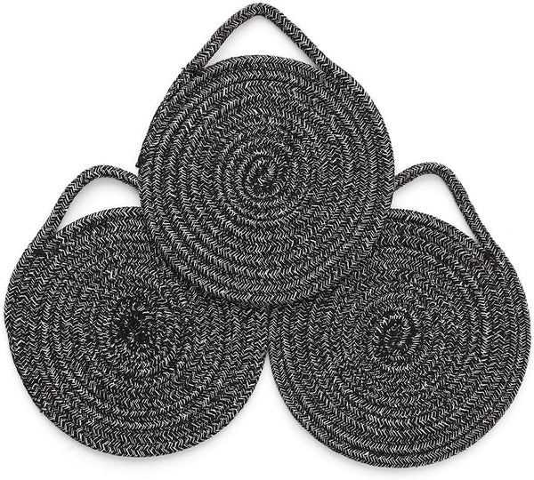 Cotton Thread Pot Trivet, Braided Cup Coaster for Kitchen, Multi-use for Hot Pan, Dish and Bowl, Set of 3, 7 Inches