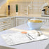 White Marble Dish Drying Mat, Gold Absorbent Microfiber Drying Rack Pads 16x18 inch for Kitchen Countertop