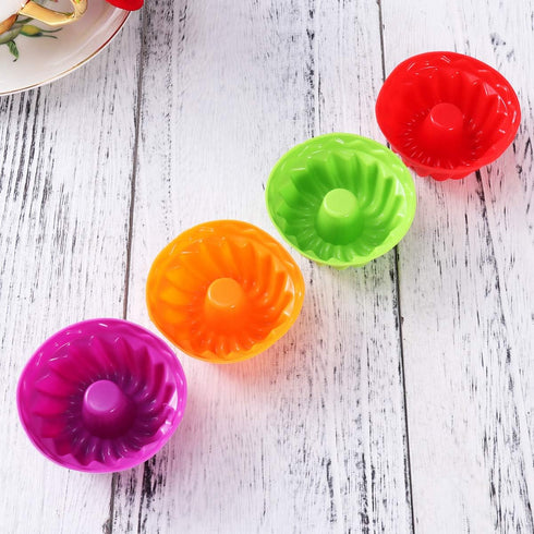 12Pcs Non-Stick Silicone Fluted Cake Mould, Round Baking Pan for Cake, Gelatin, Mousse, Bread (2.55 x 2.55 x 1.18 Inch)