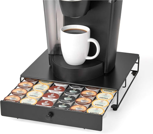 Nifty Rolling Coffee Pod Drawer, Black Finish, Compatible with K-Cups, 36 Pod Pack Holder, Slim Kitchen Organizer