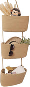 AARAINBOW Wall Hanging Cotton Baskets - Large 3 Tier Decorative Baskets for