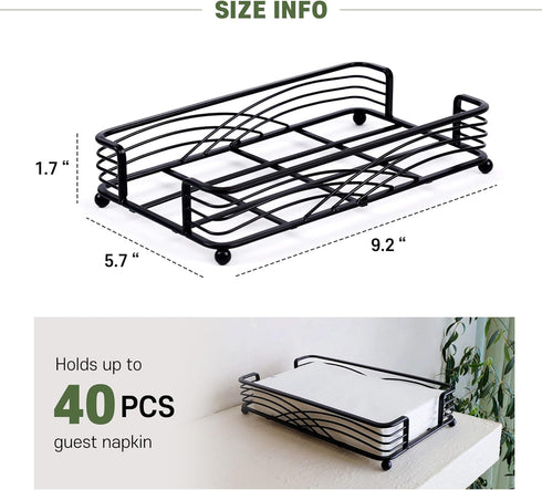 Countertop Black Guest Towel Holder Tray for Bathroom Disposable Paper Hand Towel Holder, Rectangle Napkin Organizer