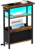 Creso hom Narrow Side Table with Charging Station and LED Light, End