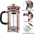 Coffee Maker, 304 Stainless Steel French Press with 4 Filters, Heat Resistant Borosilicate Glass, 21 Ounce, Copper