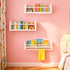 Set 3, OurWarm Nursery Book Shelves for Wall of White Natural Wood Nursery Floating Shelves with Towel Bar, Wall