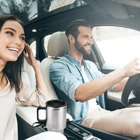 Electric Tea Kettle, 12V 450ml Stainless Steel Car Kettle, Auto Shut Off Travel Water Heater for Tea Coffee
