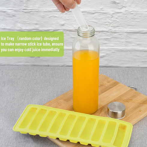 Zukro Glass Juice Bottles with Lids Set of 3, 24 oz Reusable Clear Bottles with Stainless Steel Cap