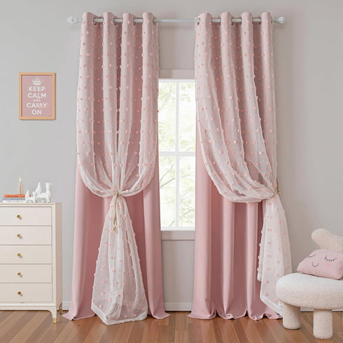84 Inches 2 2 Grommet, 52 84 Inch MYSKY HOME Pink Curtains for Girls Room Long Panels Girls Curtains wiht Pink Pom Pom