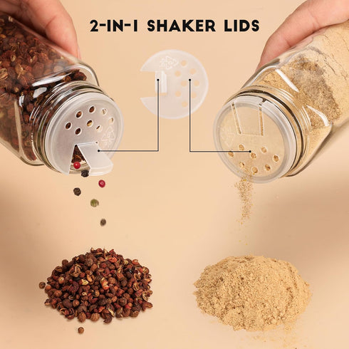 DIDITIME 6Pcs 4oz Spice Jars with Label, Empty Square Seasoning Containers, Spice Jars with Shaker Lids, Small Spice