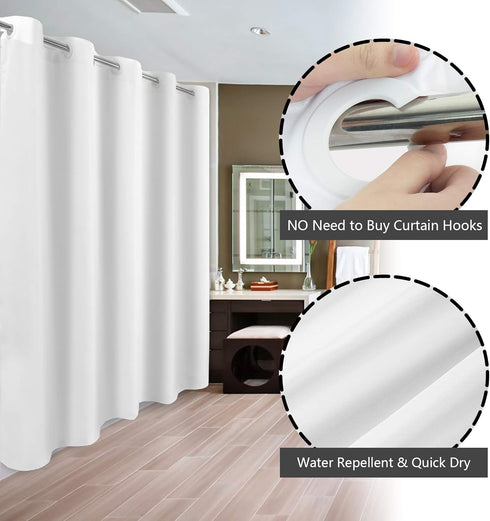 River Dream No Hook Hotel Cloth Shower Curtain - Waterproof Soft Washable Fabric with Magnets, Standard Size