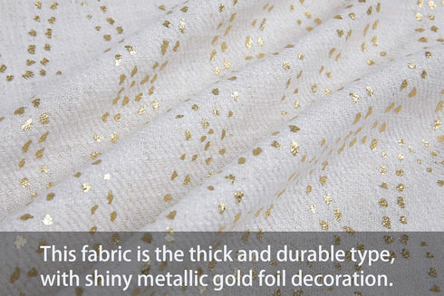 Gold Sofa Throw Pillow Cover 1pc - 20X20inch Ecru White Textural Linen Look Metallic Print Decorative Pillowcase