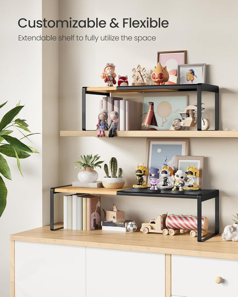 Counter UKCS051B01 SONGMICS HOME Spice Racks, Expandable Cupboard Shelf Orgnizers, Kitchen Shelves, Bamboo and Metal