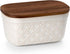 Countertop, Nucookery Ceramic Butter Dish, Embossed Butter Keeper with Wood Lid for Butter Holder and Container