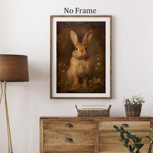 Farmhouse Rabbit Wall Art, Vintage Bunny Prints with Flowers, 16x24inch Vintage Animal Pictures No Frame