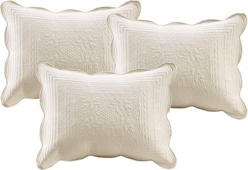 Madison Park 6-Piece Daybed Cover Set, Damask Quilted Coastal Bedding, Pre-washed Cotton-Filled, Tuscany, Cream, 39"x75"