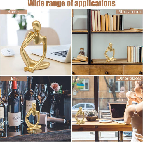inheming Gold Thinker Statue Decor, Modern Abstract Art Sculpture, Thinker Figurines Collectible Accents Decoration