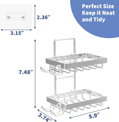4 Moforoco Silver Double Soap Bar Holder for Shower, No Drilling Rustproof Stainless Steel, Wall Mounted Soap Holder