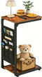 Vovonusy Wood Pedestal Small TV Trays for Eating, C Shaped End Table Storage