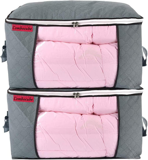 Jumbo Zippered Storage Bag for King Comforter, Pillow, Quilt, Clothes, with Large Clear Window & Carry Handles