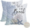 2 Pack Waterproof Take Me to The Beach Summer Pillow Covers 18x18 Inch, Blue Ocean Sea Shell Coral Conch Starfish Throw