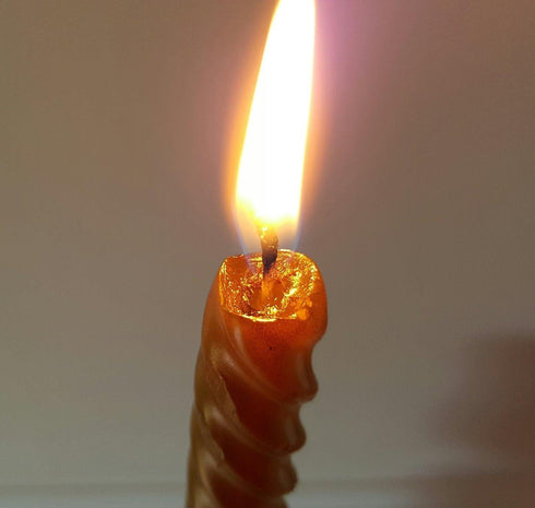 Twisted Candlesticks Golden Taper Candle - 10 Inch Gold Tapered Candles, Dripless Twist Candle Sticks for Home