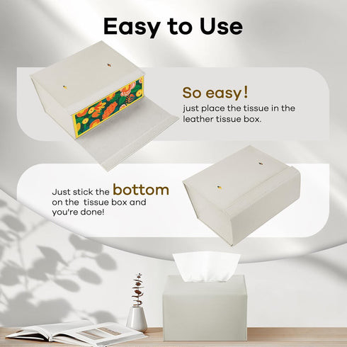 QUISBE (Cream-1 Pack) Disposable Hand Towel Box Cover Compatible with Kleenex Disposable Paper Hand Towels, Leather