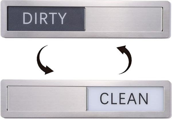 Premium Stainless Steel Dishwasher Magnet Clean Dirty Sign - Kitchen Organizers and Storage - Black-White