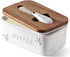 LE TAUCI Butter Dish with Lid for Countertop, Ceramic Butter Container, Embossed