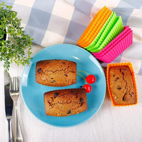Webake Jumbo Cupcake Liners - Rectangular 4.3 Inch Silicone Baking Cups, Reusable Muffin Cups (Pack of 12)