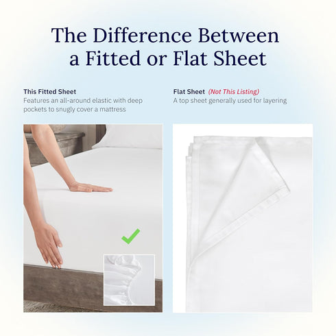 California Design Den White Twin XL Fitted Sheet, 100% Cotton, 400 Thread Count Sateen, Fits College Dorm