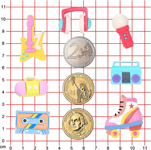 80s Disco Fever Fondant Silicone Tray, Boombox Microphone Radio Bass for Sugarcraft Cake Decorating, Cupcake Topper,