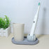 Small Ceramic Electric Toothbrush Holder Stand for Bathroom Vanity Countertop, Set of 2 (Grey)